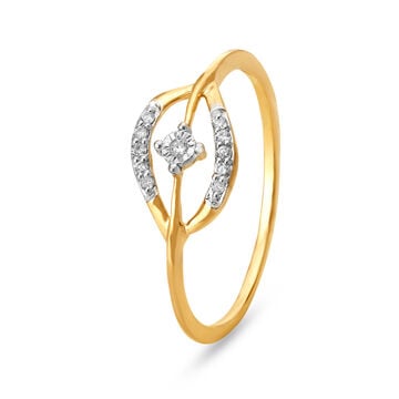 Shimmering 18 Karat Gold and Diamond Leaf Finger Ring