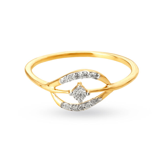 Shimmering 18 Karat Gold and Diamond Leaf Finger Ring