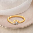 Charming 18 Karat Yellow Gold And Diamond Leaf Ring,,hi-res 