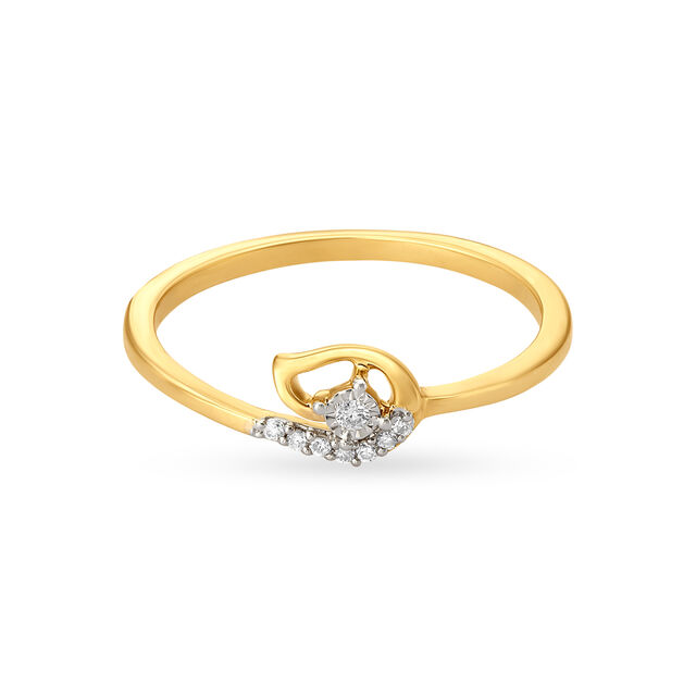 Charming 18 Karat Yellow Gold And Diamond Leaf Ring,,hi-res 3