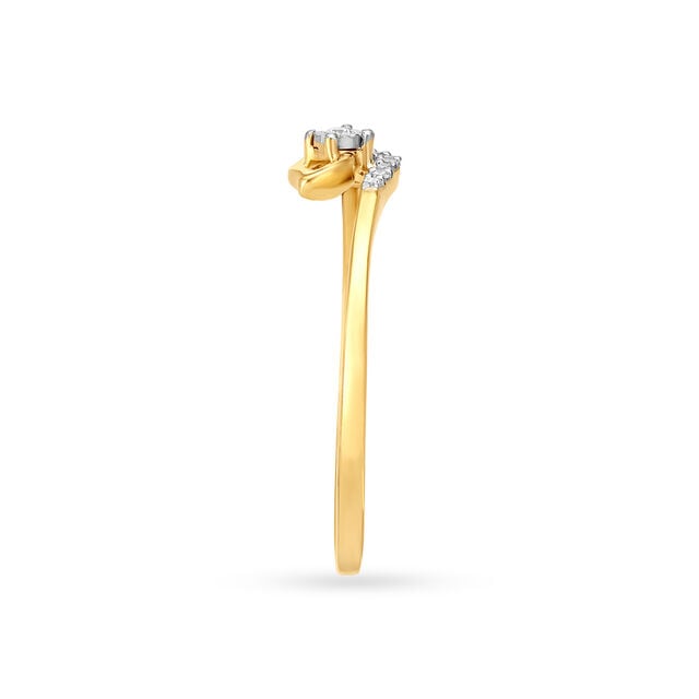 Charming 18 Karat Yellow Gold And Diamond Leaf Ring,,hi-res 4