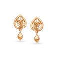 Leaf Pattern Gold Drop Earrings 2