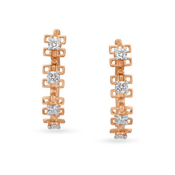 Unique Diamond Hoop Earrings With Geometric Motif