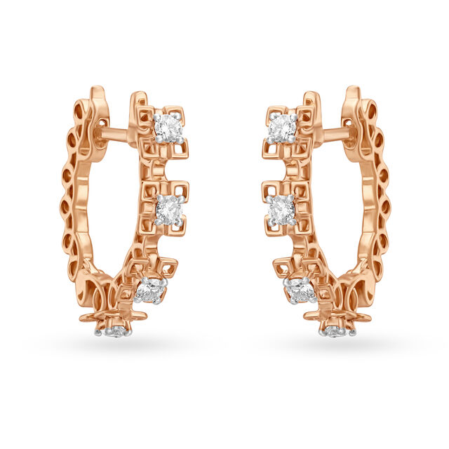 Unique Diamond Hoop Earrings With Geometric Motif 3
