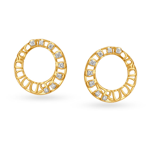 Attractive Round Diamond Hoop Earrings 