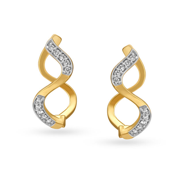 Wave Design Diamond Hoop Earrings 