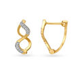 Wave Design Diamond Hoop Earrings 2