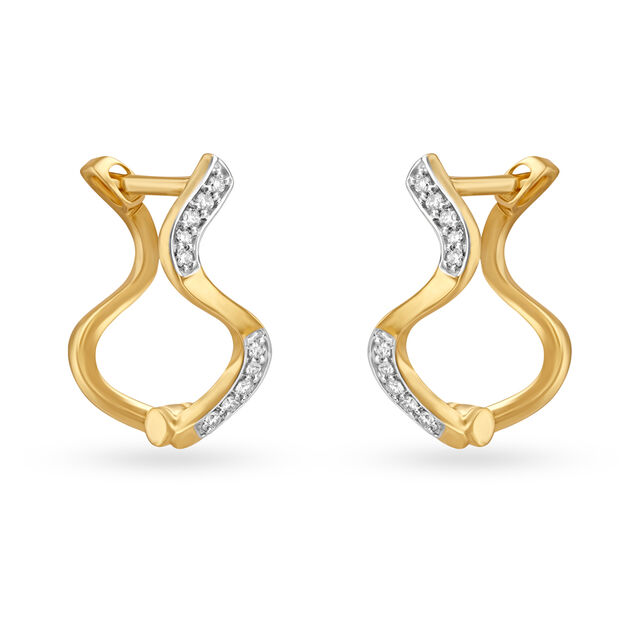 Wave Design Diamond Hoop Earrings 3