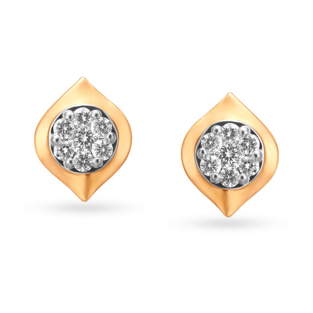 Winsome Eye Shaped Diamond Stud Earrings 