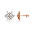 Striking Floral Diamond Stud Earrings in 18K White & Rose Gold for Women 2