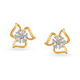 Dainty Diamond Studs With Floral Design 