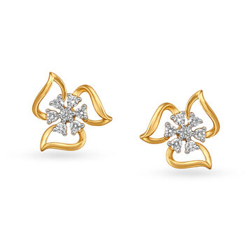 Dainty Diamond Studs With Floral Design