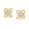 Dainty Gold and Diamond Floral Stud Earrings 