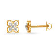 Dainty Gold and Diamond Floral Stud Earrings 2