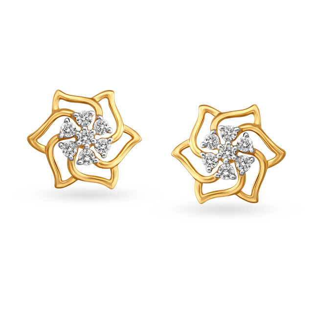 Flawless Diamond Stud Earrings in 18K Yellow Gold for Women 