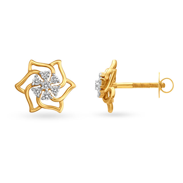 Flawless Diamond Stud Earrings in 18K Yellow Gold for Women 2