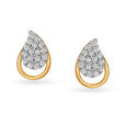 Bedazzled Teardrop Shaped Diamond and Gold Stud Earrings,,hi-res 
