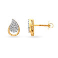 Bedazzled Teardrop Shaped Diamond and Gold Stud Earrings,,hi-res 2