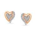 Romantic Hearts Rose Gold and Diamond Stud Earrings 
