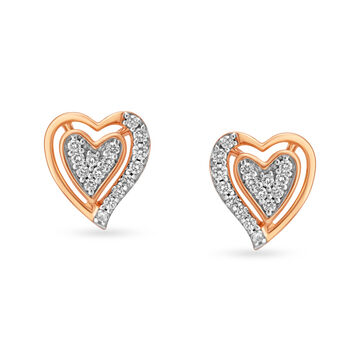 Romantic Hearts Rose Gold and Diamond Stud Earrings