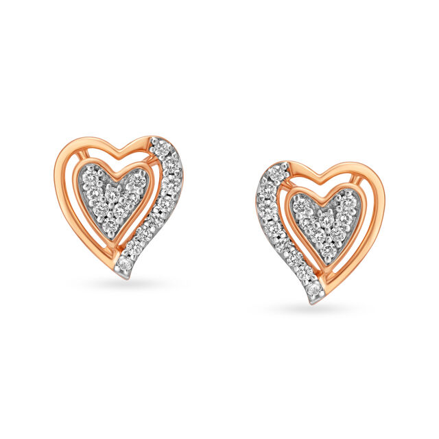 Romantic Hearts Rose Gold and Diamond Stud Earrings 
