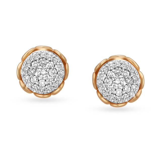 Bold Stately Rose Gold and Diamond Stud Earrings,,hi-res 