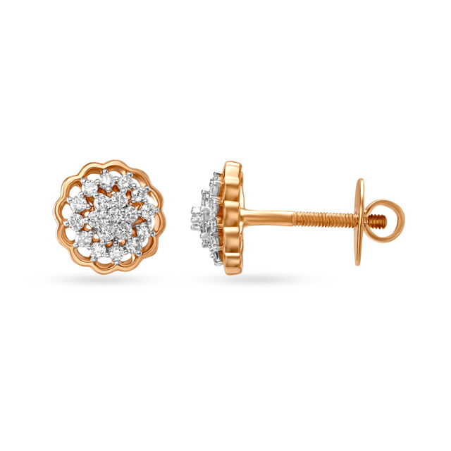 Magnificent Floral Motif Diamond Stud Earrings 2