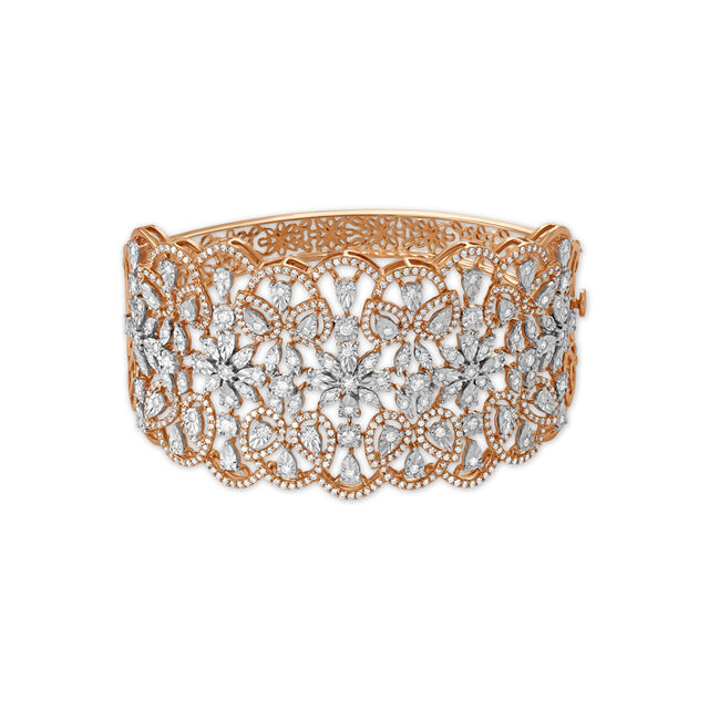 Rose Gold and Diamond Broad Cuff Bangle,,hi-res 