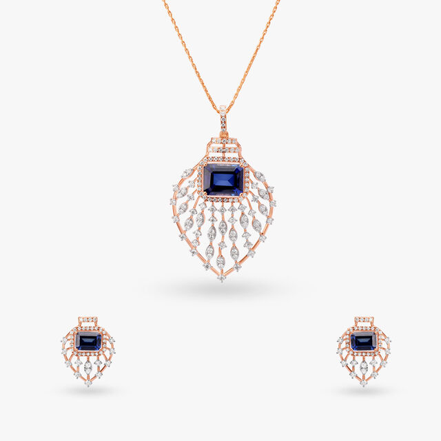 Luxurious Diamond Pendant and Earrings Set 