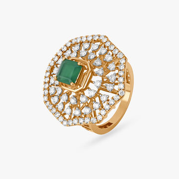 Verdant Dazzle Diamond and Onyx Ring