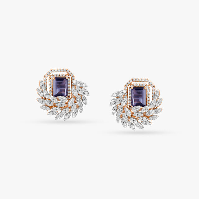 Elegant Vines Diamond and Iolite Stud Earrings,,hi-res 