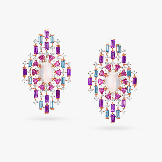 Bewitching Belle Diamond Stud Earrings in 18K Rose Gold for Women 