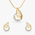 Striking Leafy Diamond Pendant and Earrings Set 2