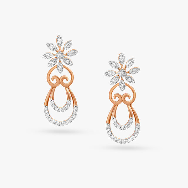 Divine Floral Diamond Drop Earrings,,hi-res 