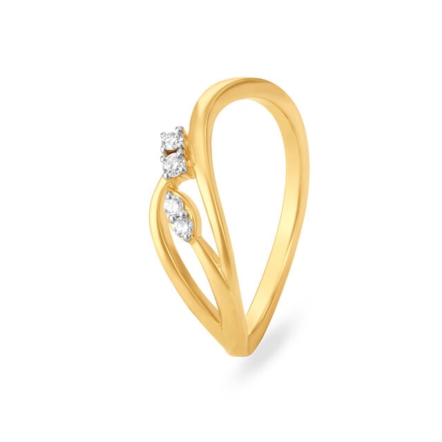 Modern Eclectic Gold and Diamond Finger Ring 