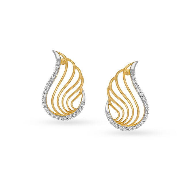 Elegant Eternity Swan Diamond Stud Earrings 2