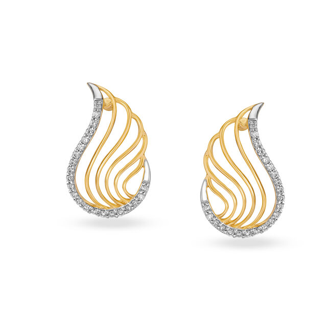 Angel Wings Gold and Diamond Stud Earrings,,hi-res 