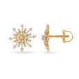 Dazzling Floral Gold and Diamond Stud Earrings 2