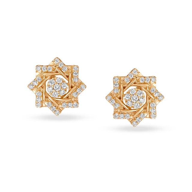 Enticing Artistic Floral Diamond Stud Earrings 