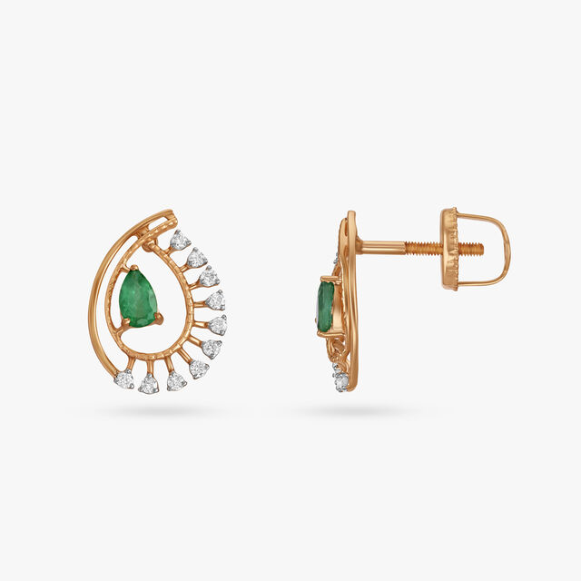 Subtle Diamond and Emerald Stud Earrings,,hi-res 2