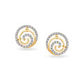 Artistic Spiral Gold and Diamond Stud Earrings 