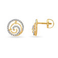 Artistic Spiral Gold and Diamond Stud Earrings 2