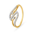 Leaf Inspired Glossy Gold and Diamond Finger Ring 