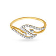 Leaf Inspired Glossy Gold and Diamond Finger Ring 2
