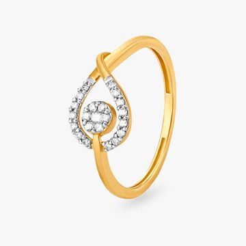 Leaf Inspired Dainty Gold and Diamond Finger Ring