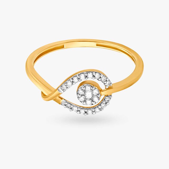 Leaf Inspired Dainty Gold and Diamond Finger Ring