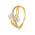 Layered Floral Gold and Diamond Finger Ring 