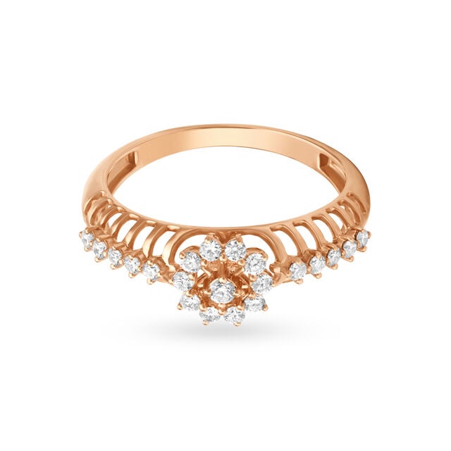 Glossy Sunflower Pattern Floral Finger Ring,,hi-res 2