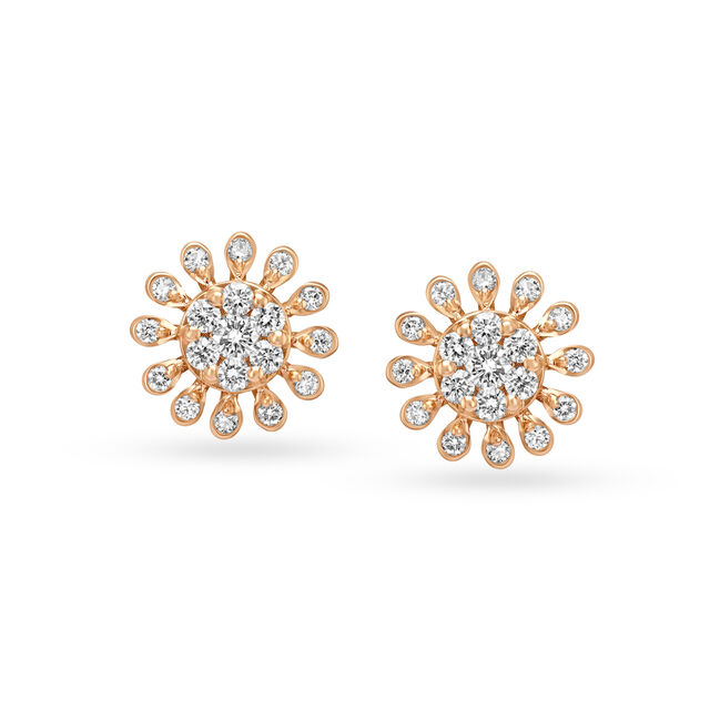Graceful Diamond Stud Earrings in Rose Gold 2