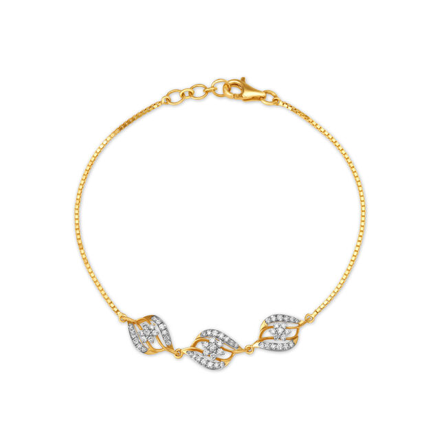 Floral Gold and Diamond Tennis Bracelet,,hi-res 